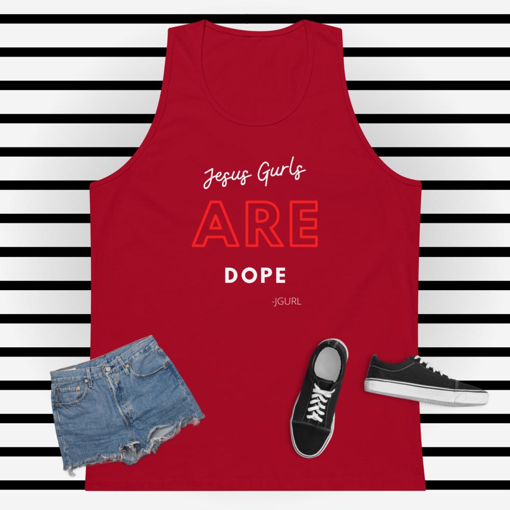 JG ARE DOPE BLK WHITE RED tank top