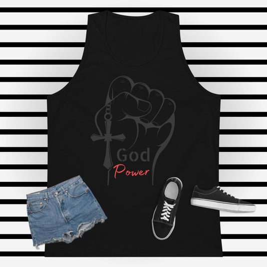 GOD POWER RED BLK tank top